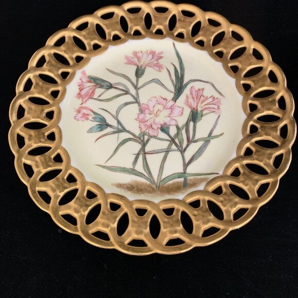 2 Antique Carl Tielsch Reticulated Porcelain Plates Altwasser Silesia 8.5" - Picture 2 of 10